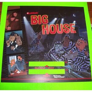 Big House Pinball Translite Original 1989 Game Artwork Graphic Sheet